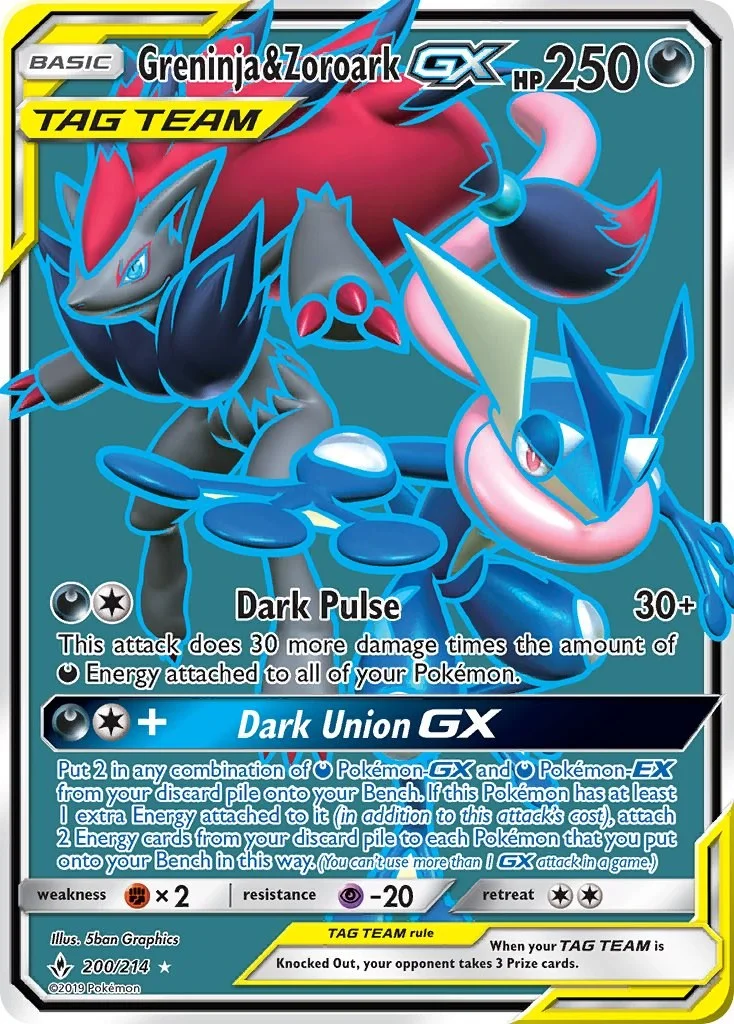 Greninja & Zoroark GX Unbroken Bonds PSA 10 Pokémon card