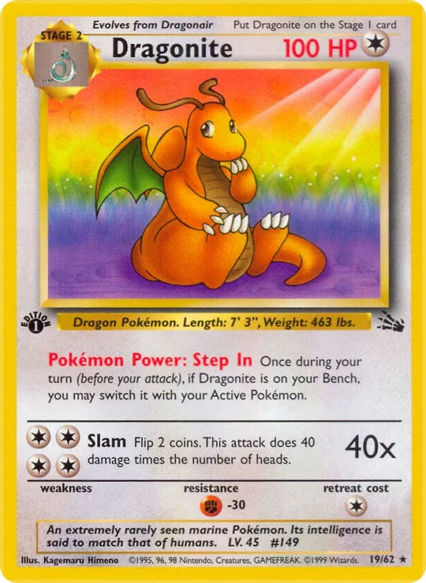 Dragonite [1st Edition] Fossil PSA 10 Pokémon card