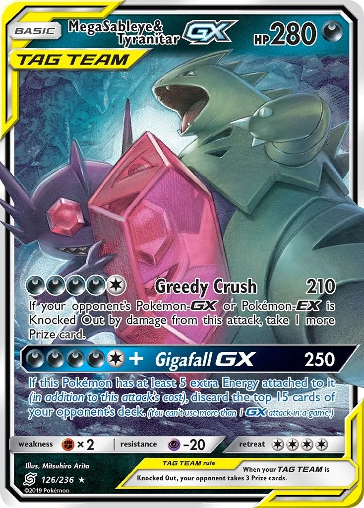 Mega Sableye & Tyranitar GX Unified Minds PSA 10 Pokémon card