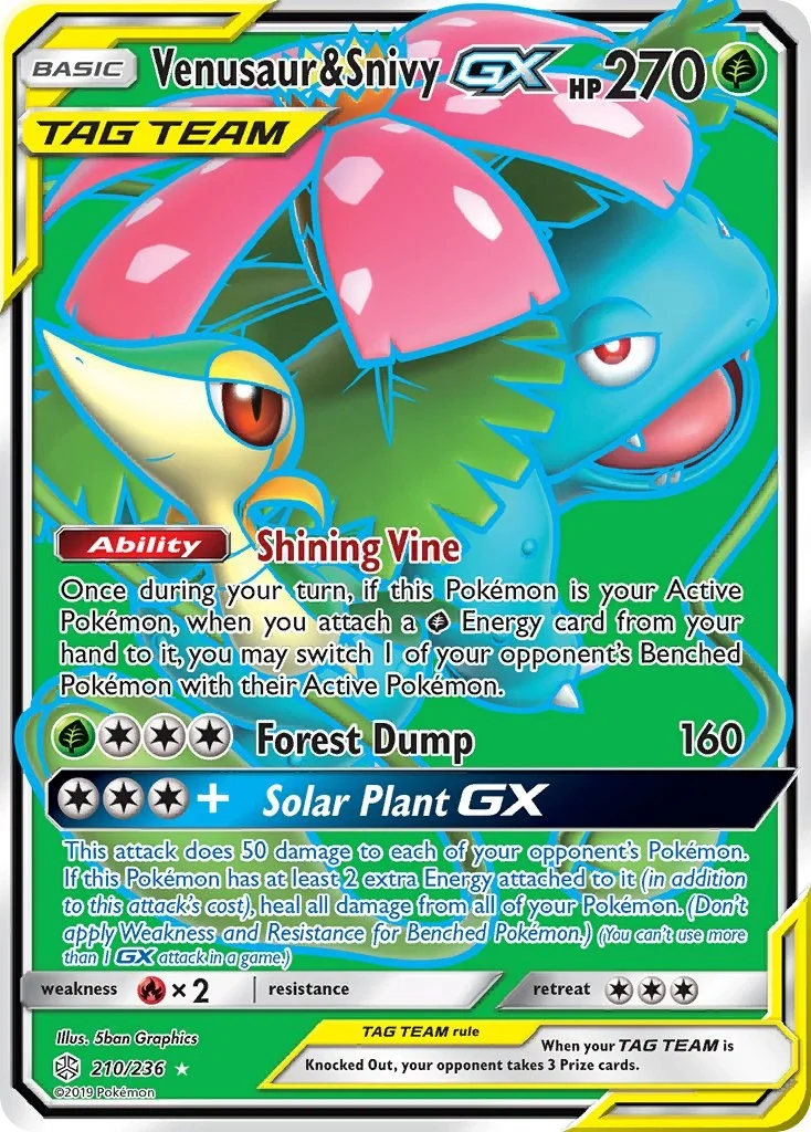 Venusaur & Snivy GX Cosmic Eclipse PSA 10 Pokémon card