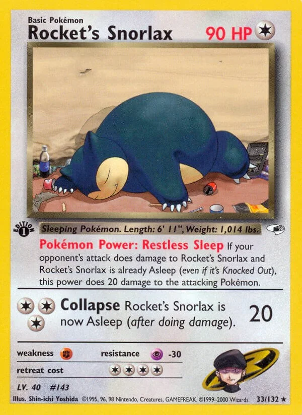 Rocket's Snorlax [1st Edition] Gym Heroes PSA 9 Pokémon card