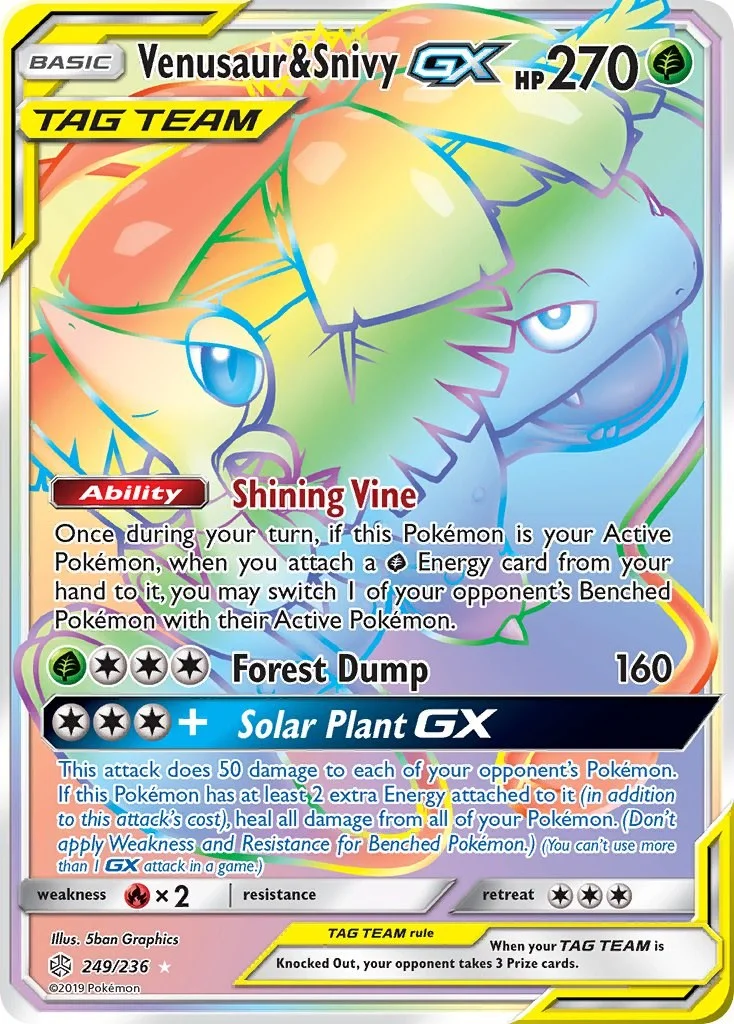 Venusaur & Snivy GX Cosmic Eclipse PSA 10 Pokémon card